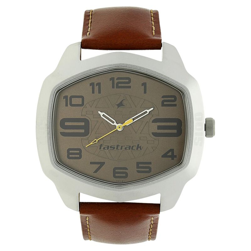 Buy Online Fastrack Quartz Analog Brown Dial Leather Strap Watch