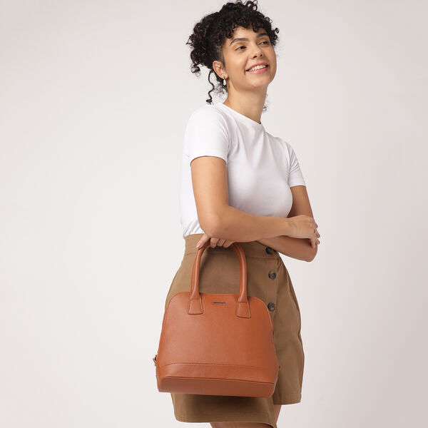 Fastrack Structured Satchel Bag for Women | Classic Bag for Girls, Ladies, Women |� Spacious Bag for College, Work Made of High Quality Faux Leather (Tan) - image number 7