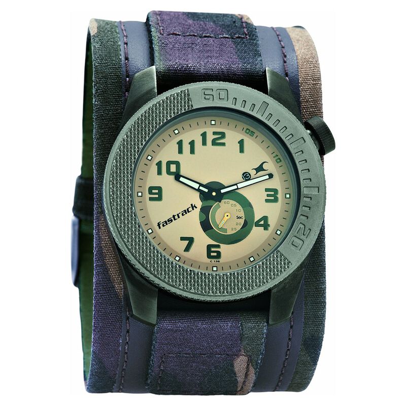Buy Online Fastrack Quartz Analog Brown Dial Leather Strap Watch