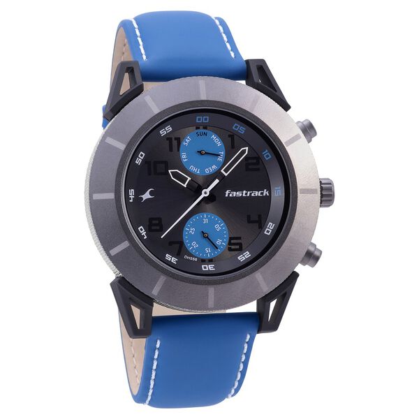 Fastrack Modular Quartz Analog Anthracite Dial Leather Strap Watch for Guys - image number 0