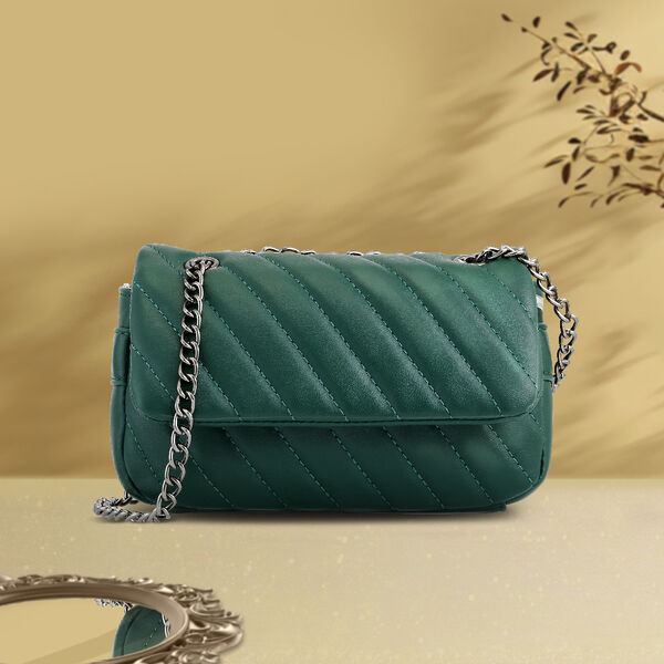 Fastrack Quilted Chain-Sling Bag in Green - image number 0