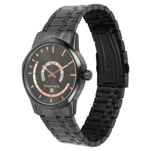 Fatrack Exuberant Black Dial Stainless Steel Strap Watch for Guys - image number 2