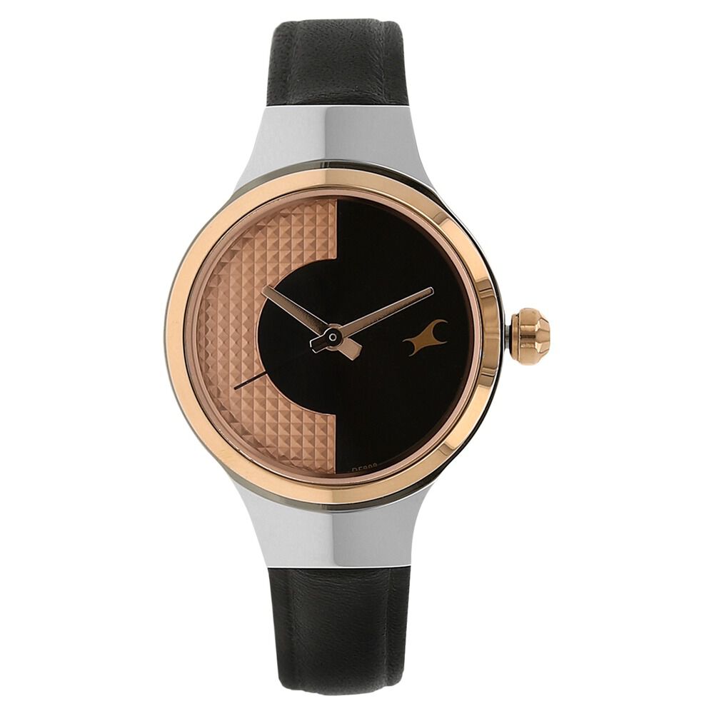 Buy Online Fastrack Quartz Analog Black Dial Leather Strap Watch for Girls nk6134kl01 Fastrack