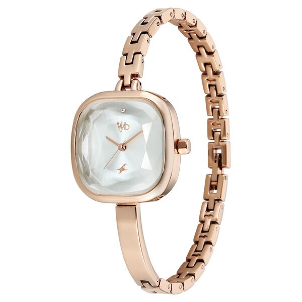 Vyb Aurora By Fastrack Quartz Analog Silver Dial Rose Gold Metal Strap Watch For Girls - image number 2