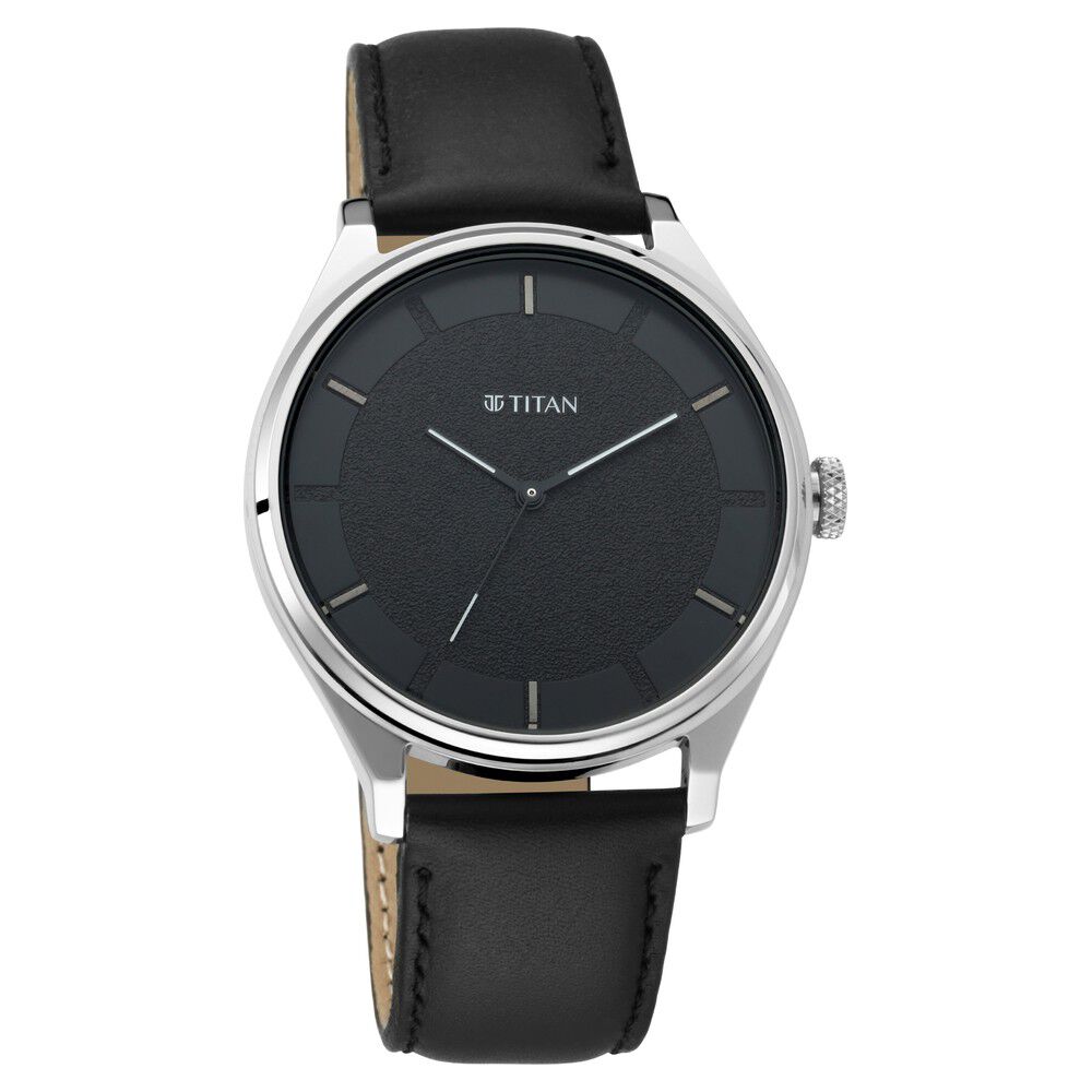 Titan Men s Minimalist Zen Watch Sleek Leather Strap with Contrast Hands