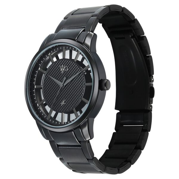 Vyb Horizon By Fastrack Quartz Analog Black Dial Grey Stainless Steel Strap Watch For Guys - image number 4
