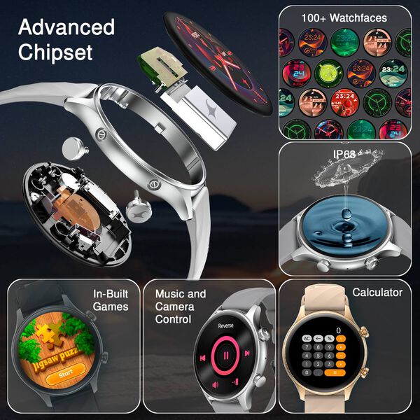 Fastrack Optimus 2 Pro 3.63 cm AMOLED, Advanced Blazing Fast UI, AOD, Metal Case, IP68, Working Crown Smartwatch - image number 5