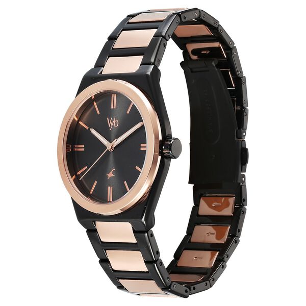 Fastrack Vyb Nimbus Quartz Analog Black Dial Two Toned Color Metal Strap Watch For Guys - image number 3