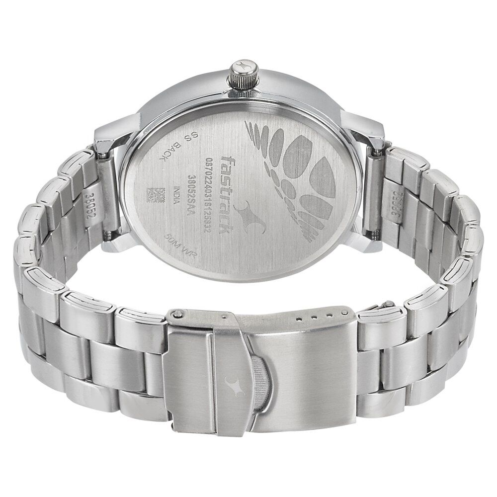 Fastrack Fundamentals Quartz Analog Blue Dial Stainless Steel Strap Watch for Guys