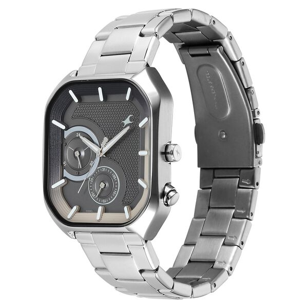 Fastrack Groove Multifunction Anthracite Dial Metal Strap Guy's Watch with Lume indices - image number 2