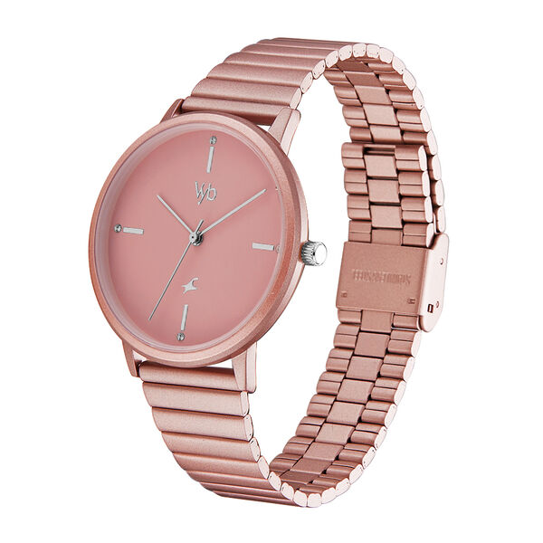 Fastrack Vyb Bliss Quartz Analog Pink Dial Stainless Steel Strap Watch for Girls - image number 3
