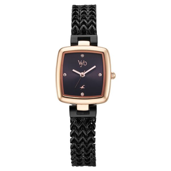 Fastrack Vyb Showstopper Quartz Analog Black Dial Black Metal Strap Watch For Girls - image number 1
