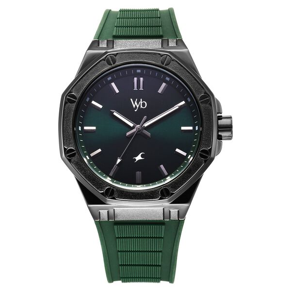 Fastrack Vyb Rebel Quartz Analog Green Dial Green Color Silicone Strap Watch For Guys - image number 1