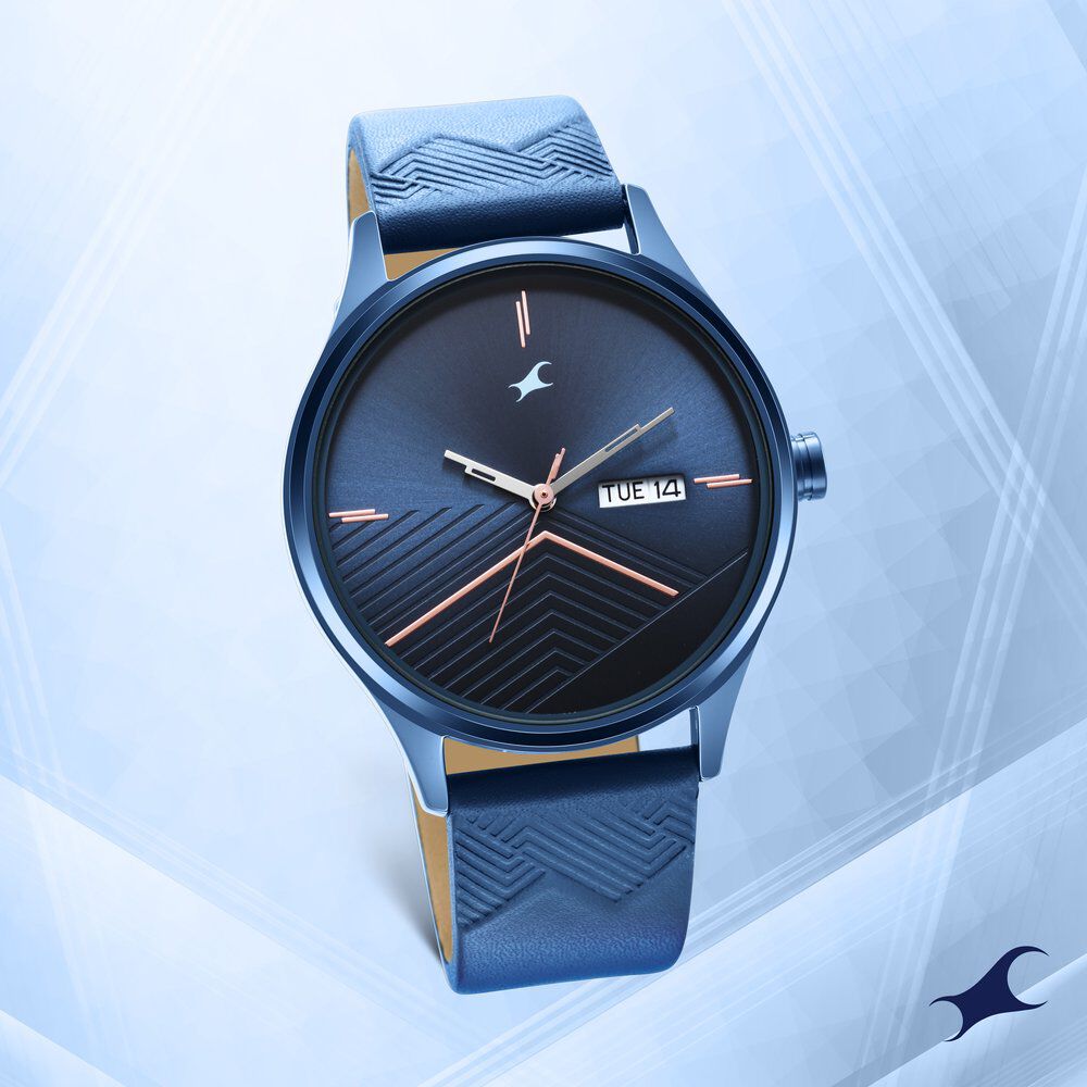 Fastrack Style Up Quartz Analog with day and date Blue Dial
