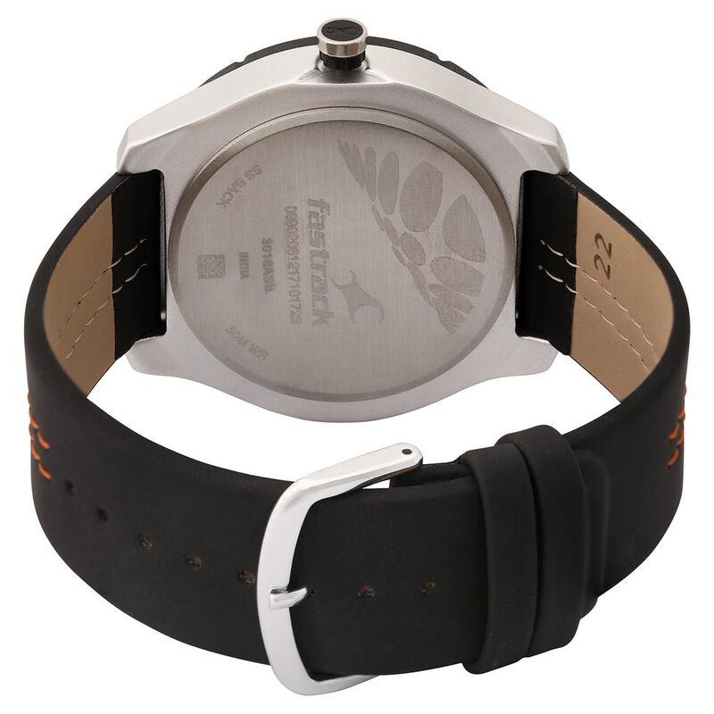 Buy Online Fastrack Quartz Analog Black Dial Leather Strap Watch