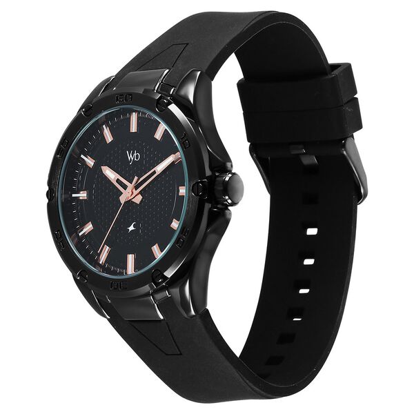 Vyb Challenger By Fastrack Quartz Analog Black Dial Silicone Strap Watch For Guys - image number 3