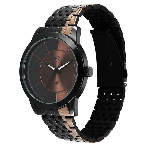 Vyb Phantom By Fastrack Quartz Analog Two Toned Dial Two Toned Stainless Steel Strap Watch For Guys - image number 2
