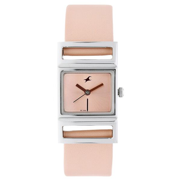 Fastrack Quartz Analog Pink Dial Leather Strap Watch for Girls - image number 0