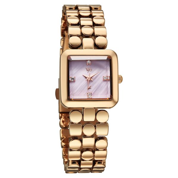 Vyb Iconiqu? By Fastrack Quartz Analog Lilac Mother of Pearl Dial Rose Gold Metal Strap Watch For Girls - image number 2