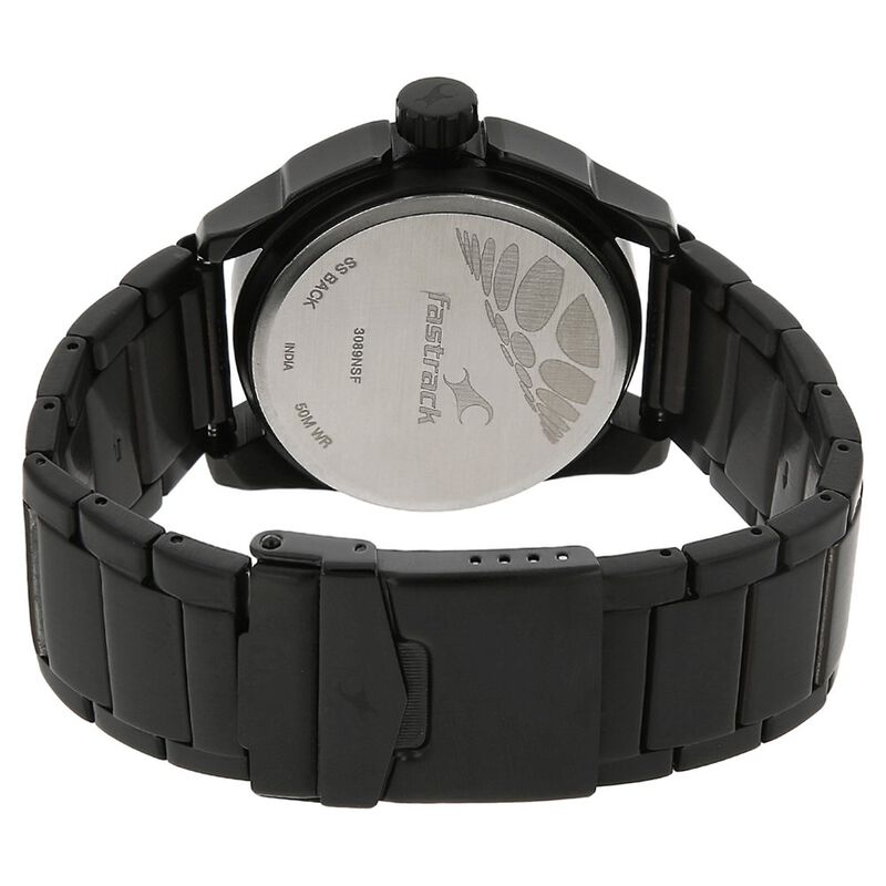 Fastrack Quartz Analog Black Dial Stainless Steel Strap Watch for Guys