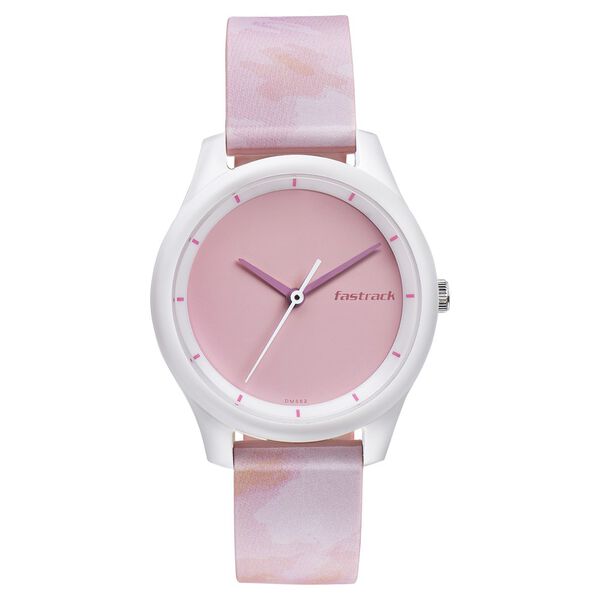 Fastrack Tie & Dye Quartz Analog Pink Dial Silicone Strap Watch for Girls - image number 1