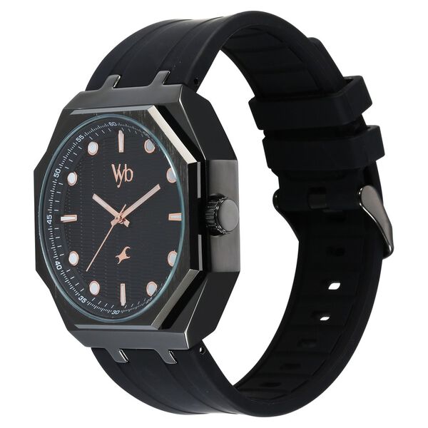 Vyb Rebel By Fastrack Quartz Analog Black Dial Silicone Strap Watch For Guys - image number 3