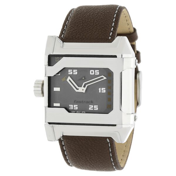 Fastrack Quartz Analog Grey Dial Leather Strap Watch for Guys - image number 1