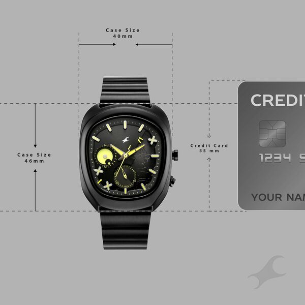 Fastrack Spooky Quartz Multifunction Watch for Men with Black Dial and Black Metal Strap - image number 3