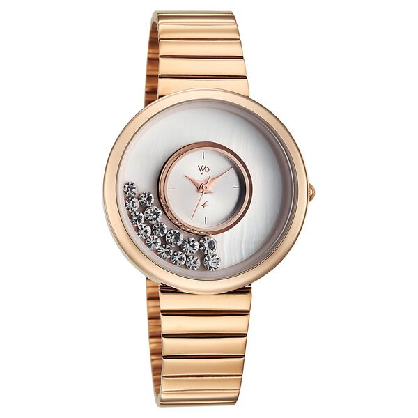 Vyb Celeste By Fastrack Quartz Analog White Dial Rose Gold Stainless Steel Strap Watch For Girls - image number 1