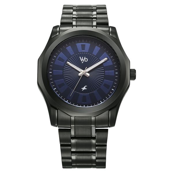 Vyb Horizon By Fastrack Quartz Analog Blue Dial Metal Strap Watch For Guys - image number 2