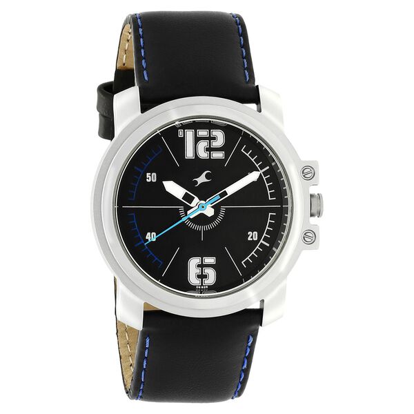 Fastrack Hitlist Quartz Analog Black Dial Leather Strap Watch for Guys - image number 0