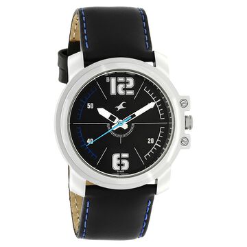 Fastrack Hitlist Quartz Analog Black Dial Leather Strap Watch for Guys