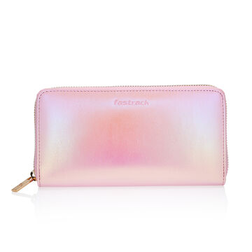 Fastrack Pink Glossy Zip-Around Wallet