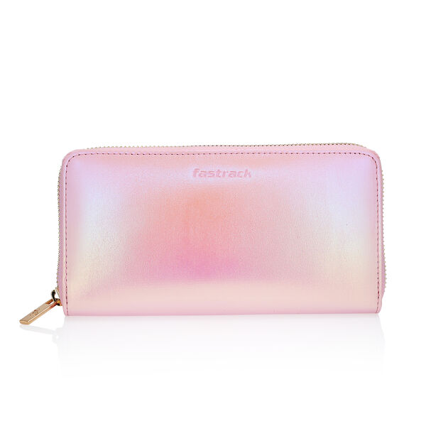 Fastrack Pink Glossy Zip-Around Wallet - image number 0