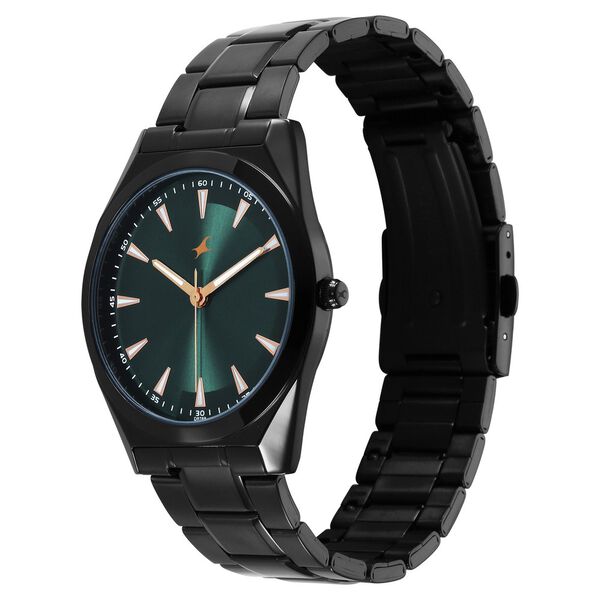 Fastrack Stunners X Quartz Analog Green Dial Stainless Steel Strap Watch For Guys - image number 2