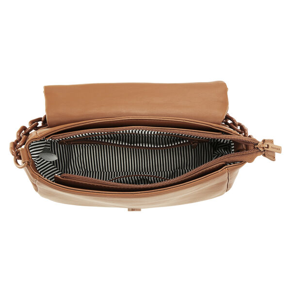 Fastrack Pleat-Quilted Satchel with Acetate Chain Handle in Tan - image number 5