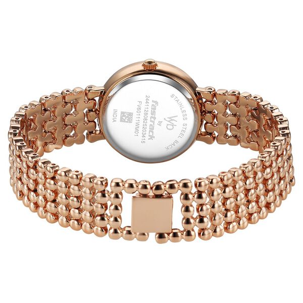 Vyb Iconique By Fastrack Quartz Analog Pink Dial Rose Gold Metal Strap Watch For Girls - image number 6