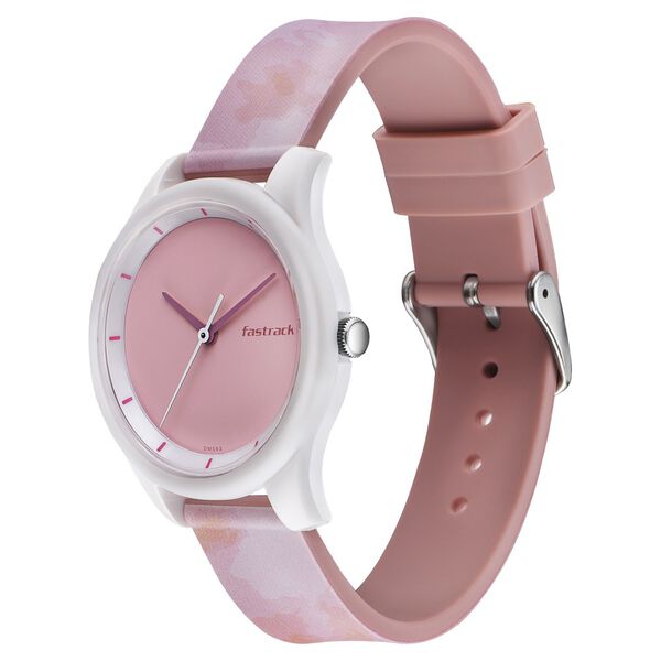 Fastrack Tie & Dye Quartz Analog Pink Dial Silicone Strap Watch for Girls - image number 2