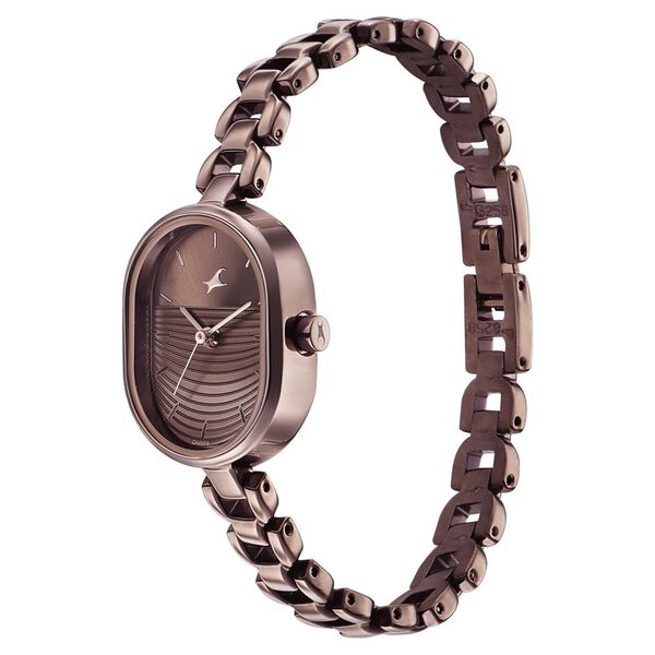 Fastrack Style Up Brown Dial Metal Strap Watch for Girls - image number 2
