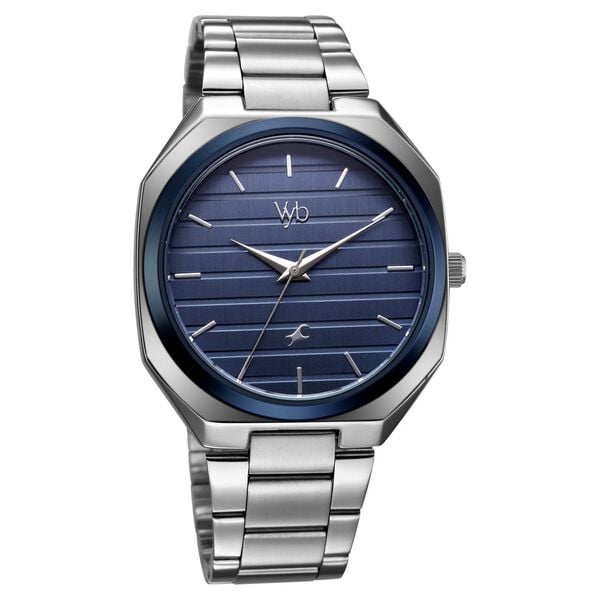 Vyb Horizon By Fastrack Quartz Analog Blue Dial Silver Stainless Steel Strap Watch For Guys - image number 2