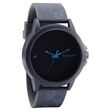 Fastrack Space Rover Quartz Analog Black Dial Silicone Strap Unisex Watch