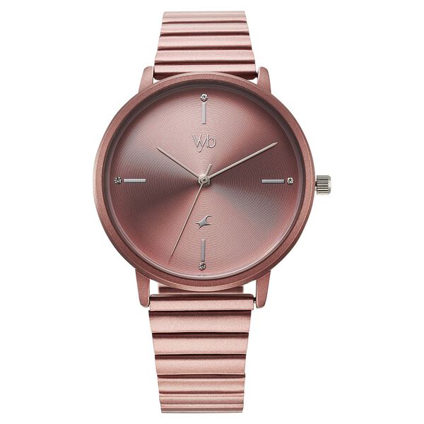 Vyb Bliss By Fastrack Quartz Analog Pink Dial Metal Strap Watch For Girls - image number 2