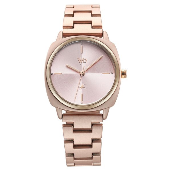 Fastrack Vyb Slayer Quartz Analog Pink Dial Metal Strap Watch for Girls - image number 1
