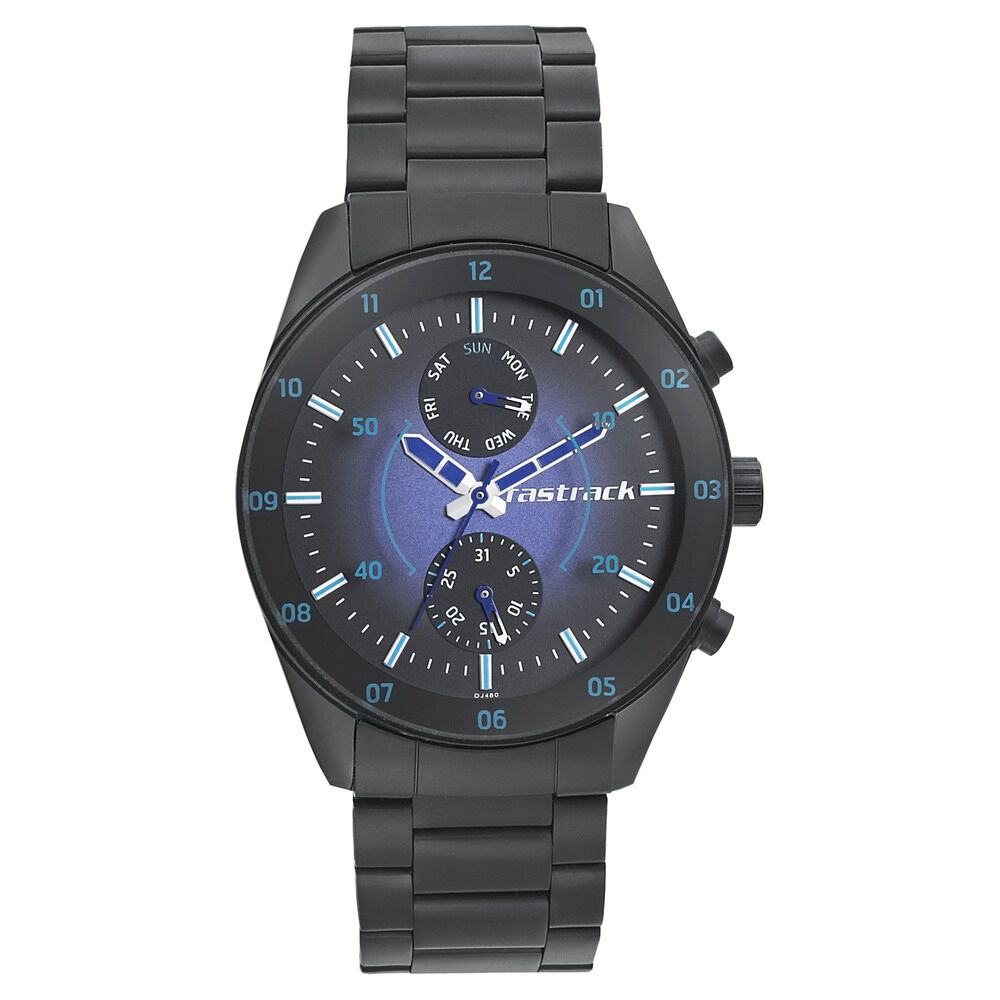 Buy Online Fastrack Space Rover Quartz Multifunction Purple Dial Stainless Steel Strap Watch for Guys np3201nm01 Fastrack