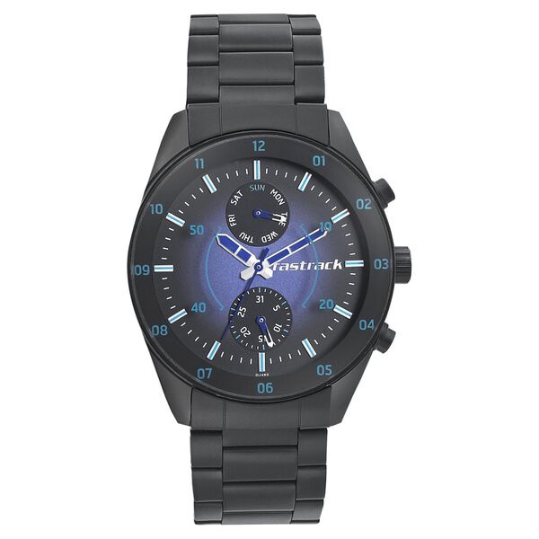 Fastrack Space Rover Quartz Multifunction Purple Dial Stainless Steel Strap Watch for Guys - image number 1