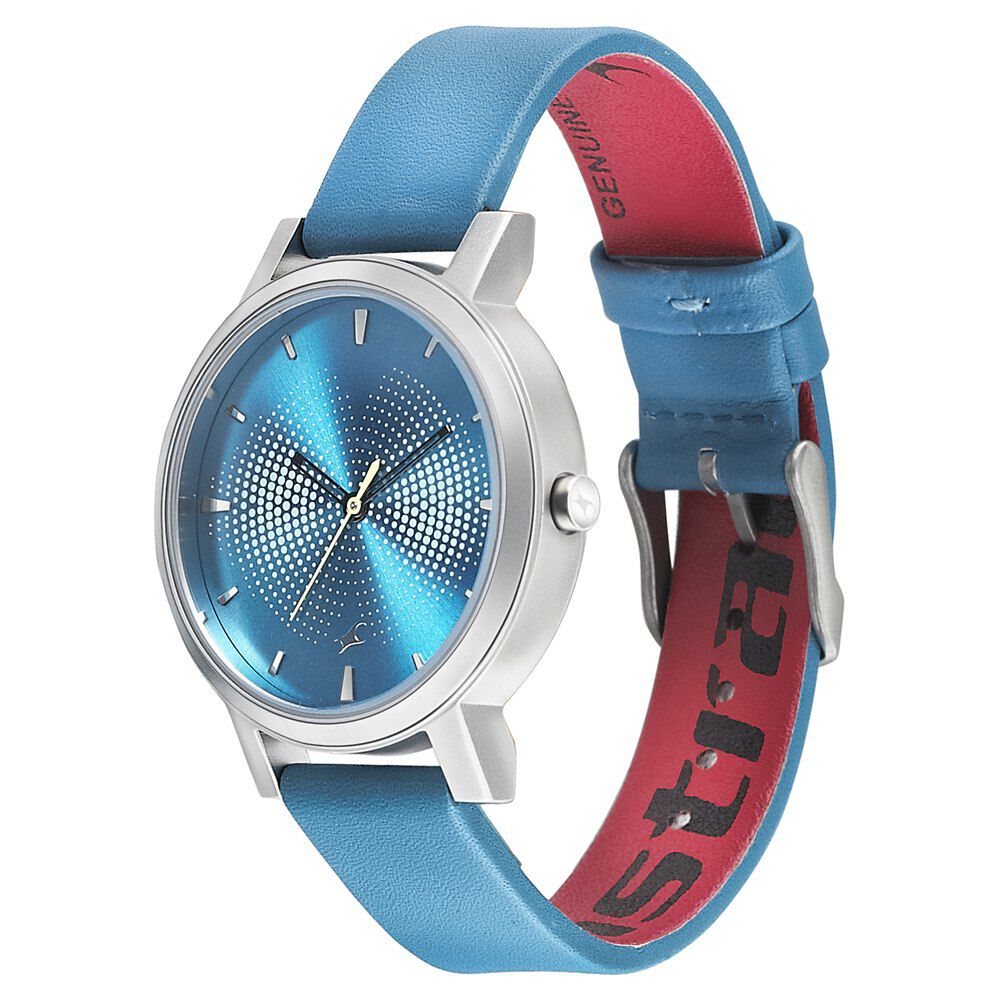 Fastrack Sunburn Quartz Analog Blue Dial Leather Strap Watch for Girls