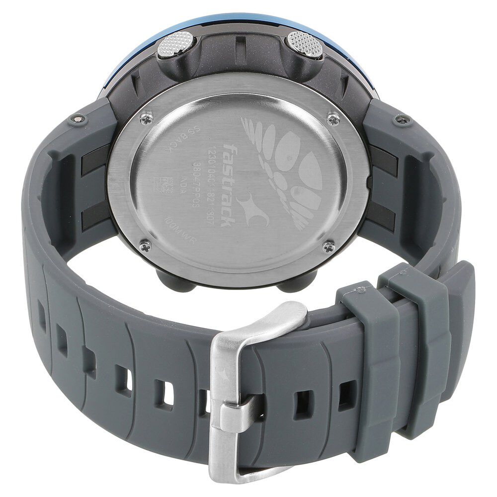 Buy Online Fastrack Trendies Digital Grey Dial Plastic Strap Watch for Guys 38047pp03 Fastrack