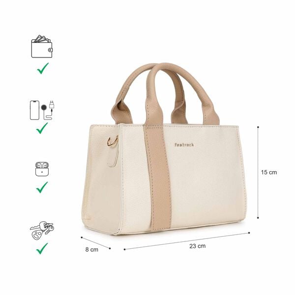 Chic beige satchel - image number 8