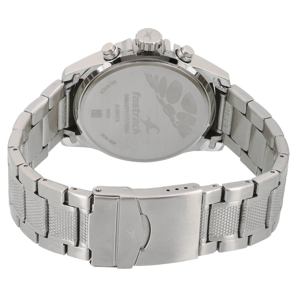 Fastrack Loopholes Quartz Multifunction Black Dial Stainless Steel