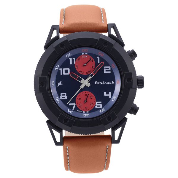Fastrack Quartz Analog Blue Dial Leather Strap Watch for Guys - image number 1
